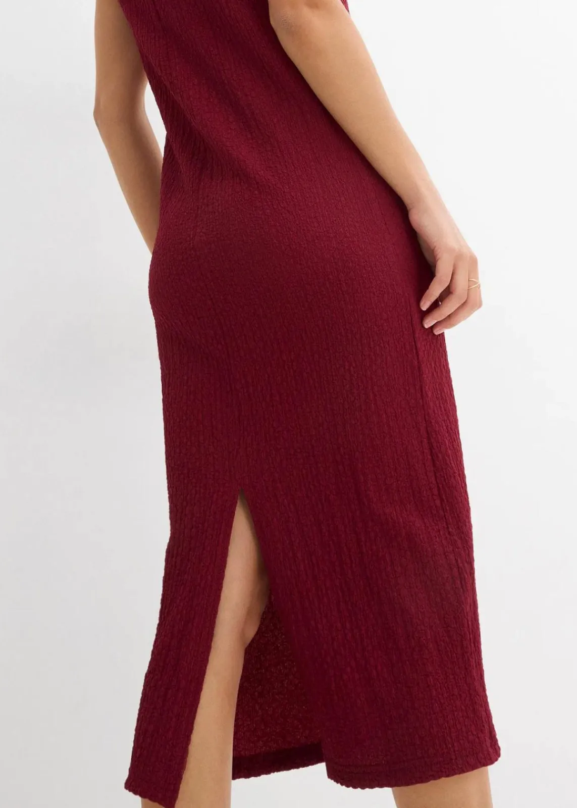 bonprix Kleider|Bekleidung·Pullover & Strickjacken^Jerseykleid aus Borkencrepe rhododendronrot