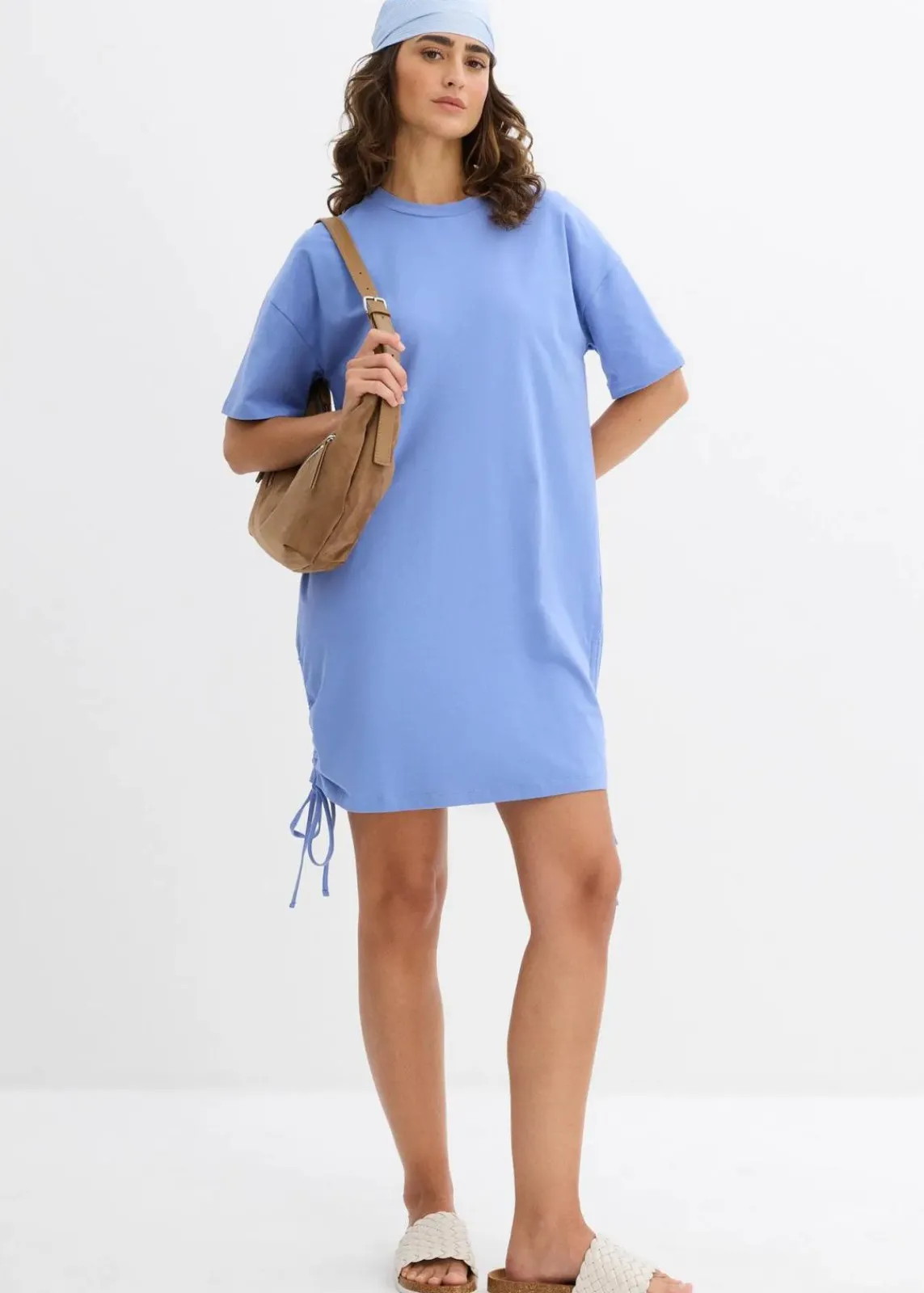 bonprix Kleider|Nachhaltigere Materialien^Jerseykleid aus elastischem Baumwoll-Mix himmelblau