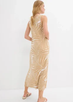 bonprix Bekleidung·Pullover & Strickjacken|Kleider^Jerseykleid aus fließendem Viskose-Mix wollweiß/new beige bedruckt