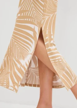 bonprix Bekleidung·Pullover & Strickjacken|Kleider^Jerseykleid aus fließendem Viskose-Mix wollweiß/new beige bedruckt