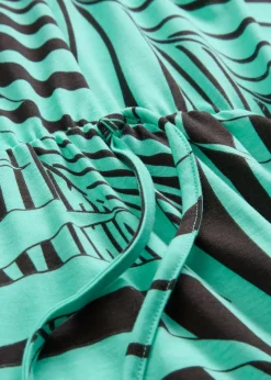 bonprix Nachhaltigere Materialien|Kleider^Jerseykleid aus fließendem Viskose-Mix dunkelbraun/mentholblau bedruckt