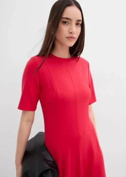 bonprix Kleider|Bekleidung·Pullover & Strickjacken^Jerseykleid aus fließendem Viskose-Mix rot