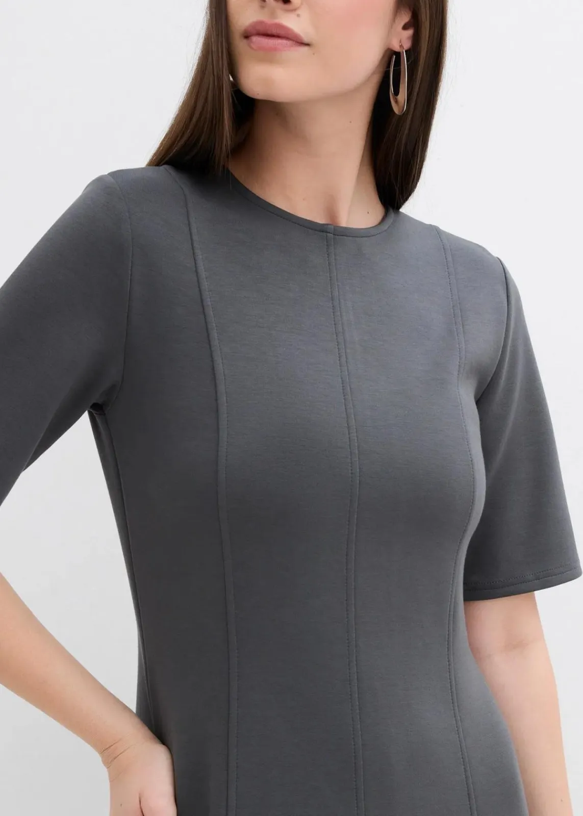 bonprix Bekleidung·Pullover & Strickjacken|Kleider^Jerseykleid aus fließendem Viskose-Mix anthrazit