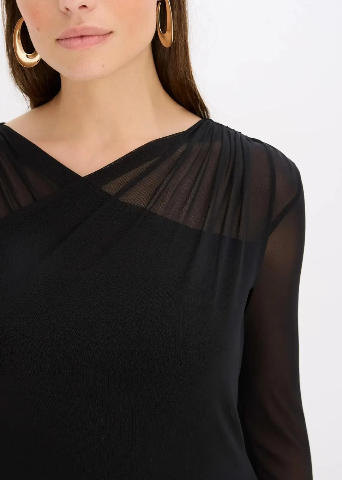 bonprix Bekleidung·Pullover & Strickjacken|Kleider^Jerseykleid aus Mesh schwarz