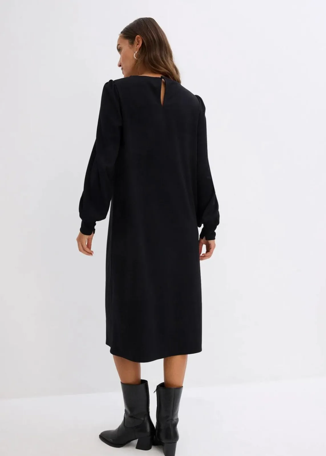 bonprix Bekleidung·Pullover & Strickjacken|Nachhaltigere Materialien^Jerseykleid aus Punto di Roma schwarz