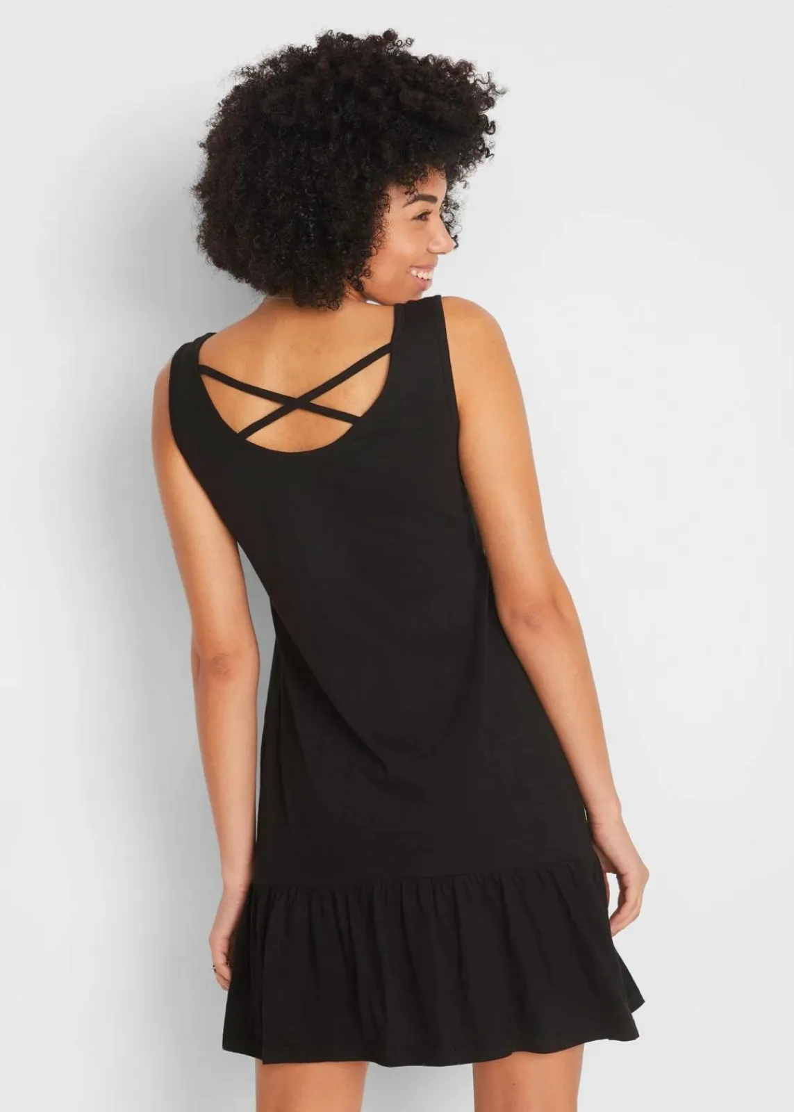bonprix Kleider|Bekleidung·Pullover & Strickjacken^Jerseykleid aus reiner Baumwolle schwarz