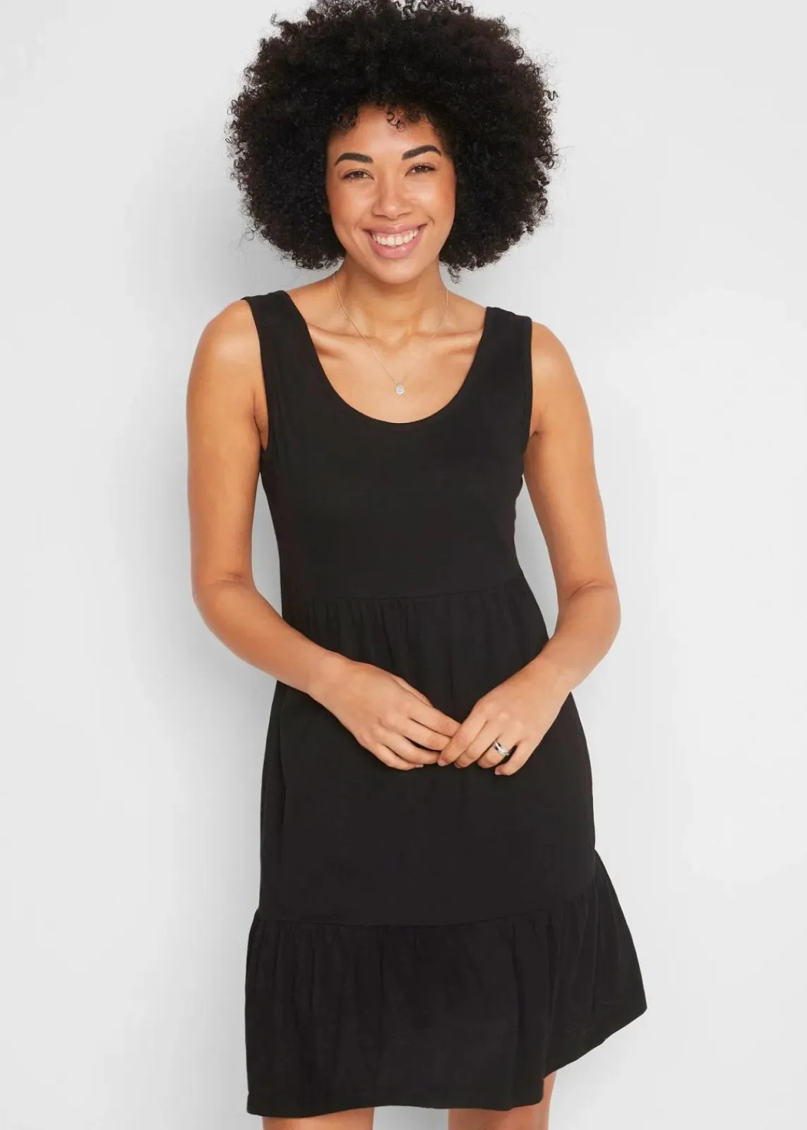 bonprix Kleider|Bekleidung·Pullover & Strickjacken^Jerseykleid aus reiner Baumwolle schwarz