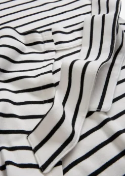 bonprix Nachhaltigere Materialien|Kleider^Jerseykleid aus reiner Baumwolle wollweiß/schwarz gestreift