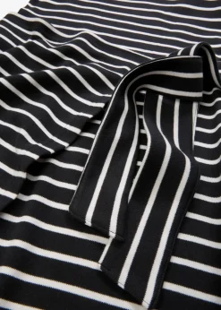 bonprix Bekleidung·Pullover & Strickjacken|Kleider^Jerseykleid aus reiner Baumwolle schwarz/wollweiß gestreift