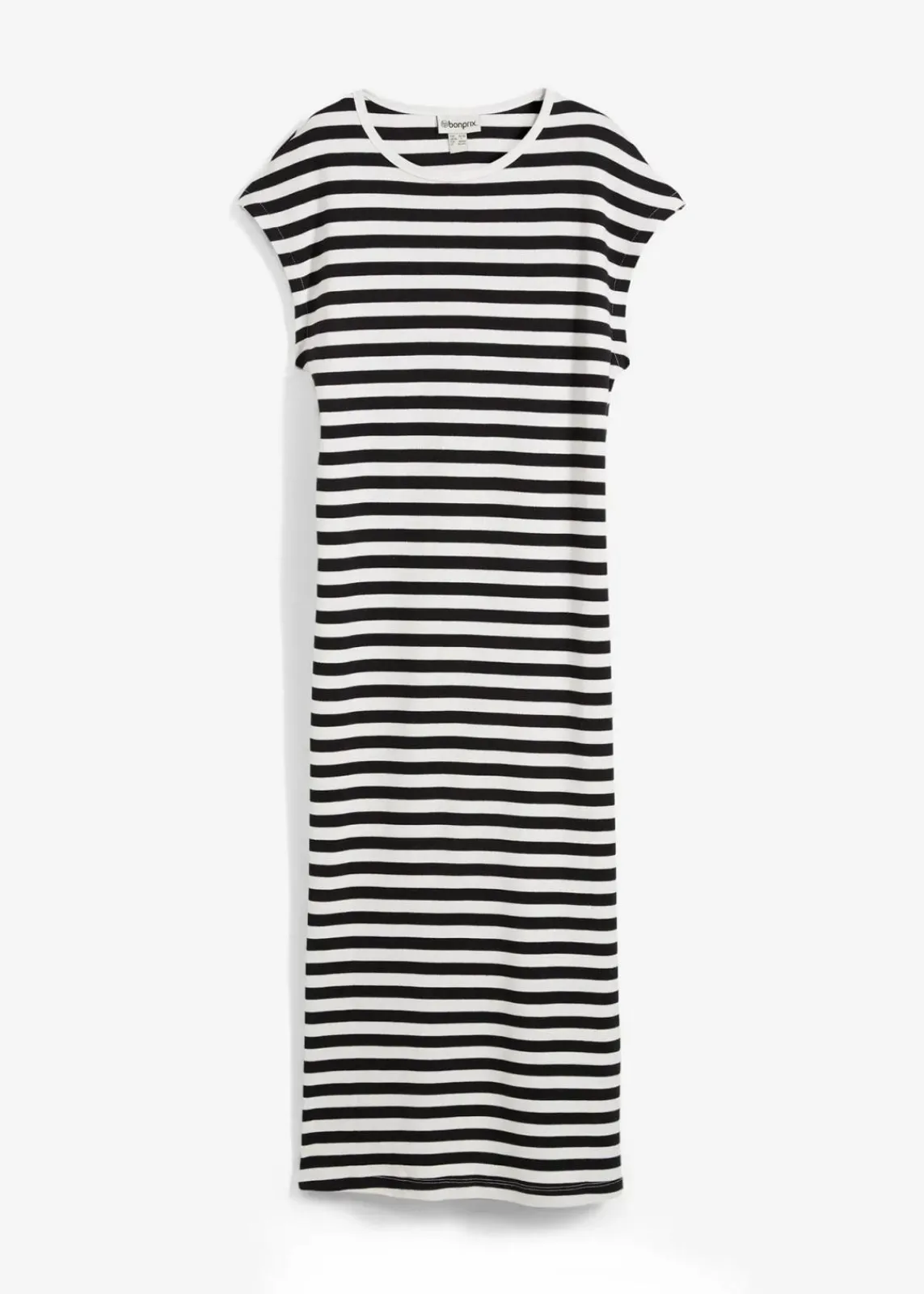 bonprix Nachhaltigere Materialien|Kleider^Jerseykleid aus reiner Baumwolle schwarz/wollweiß gestreift
