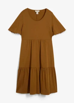 bonprix Nachhaltigere Materialien|Kleider^Jerseykleid aus reiner Baumwolle cognac braun