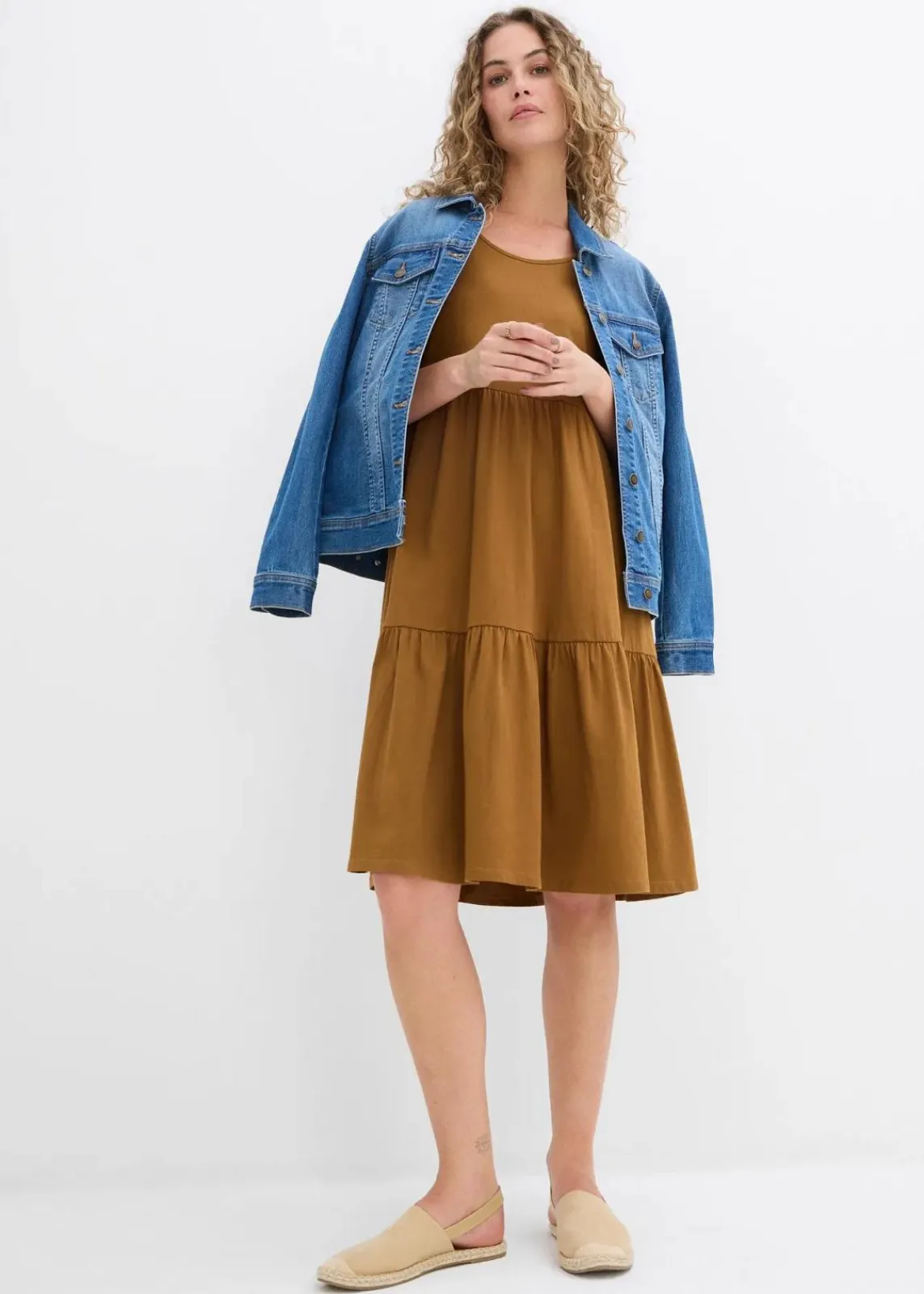 bonprix Nachhaltigere Materialien|Kleider^Jerseykleid aus reiner Baumwolle cognac braun