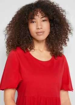 bonprix Nachhaltigere Materialien|Kleider^Jerseykleid aus reiner Baumwolle tomatenrot