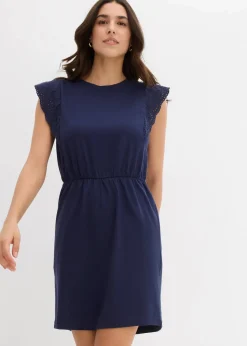 bonprix Bekleidung·Pullover & Strickjacken|Kleider^Jerseykleid aus reiner Baumwolle dunkelblau