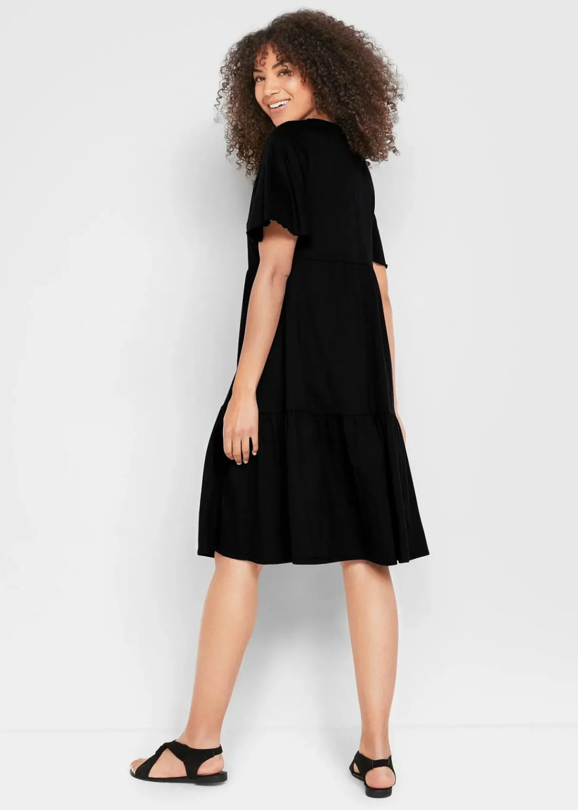 bonprix Bekleidung·Pullover & Strickjacken|Kleider^Jerseykleid aus reiner Baumwolle schwarz