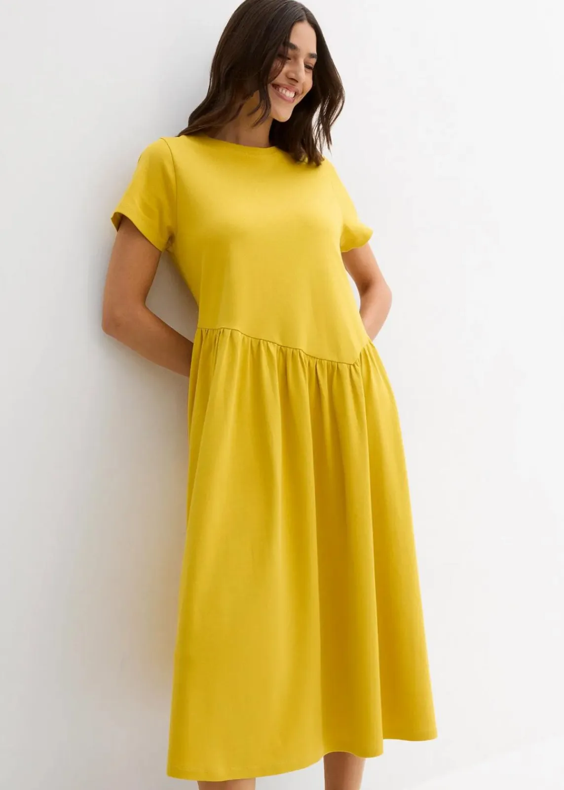 bonprix Kleider|Bekleidung·Pullover & Strickjacken^Jersey-Kleid aus reiner Bio-Baumwolle lemoncurry