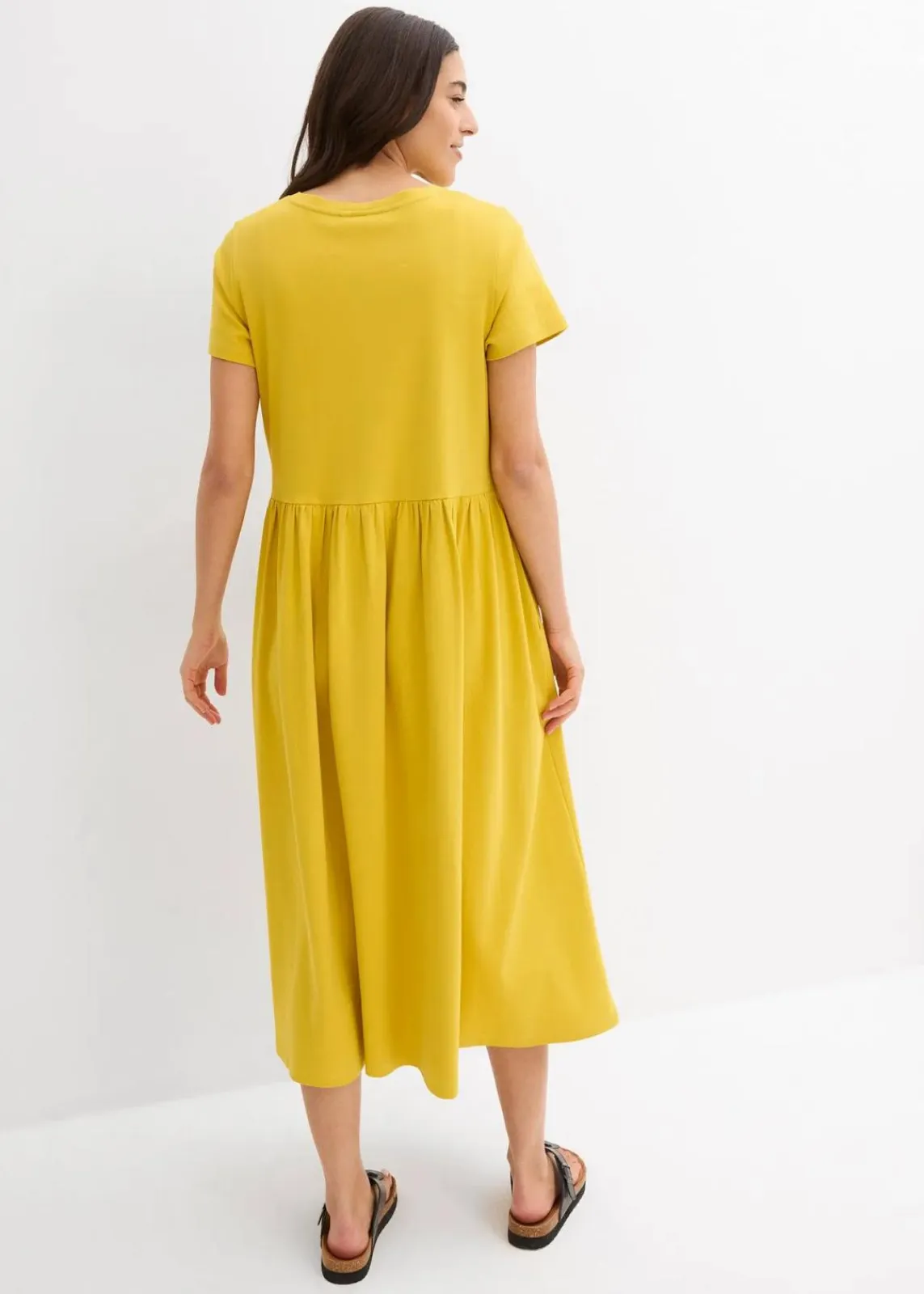 bonprix Kleider|Bekleidung·Pullover & Strickjacken^Jersey-Kleid aus reiner Bio-Baumwolle lemoncurry