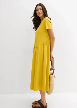 bonprix Kleider|Bekleidung·Pullover & Strickjacken^Jersey-Kleid aus reiner Bio-Baumwolle lemoncurry
