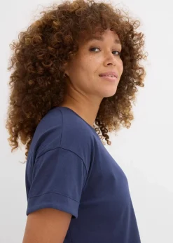 bonprix Basics|Kleider^Jerseykleid aus reiner Bio-Baumwolle dunkelblau