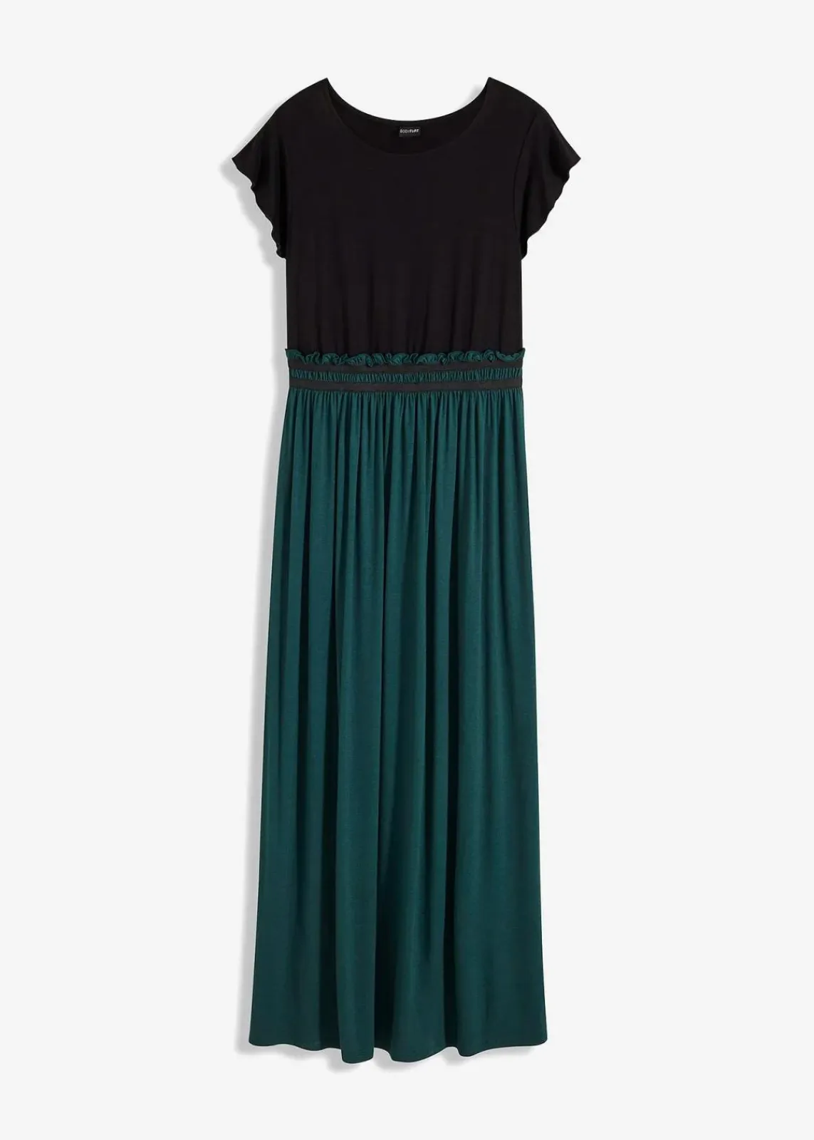 bonprix Bekleidung·Pullover & Strickjacken|Kleider^Jerseykleid aus Viskose schwarz/tiefgrün