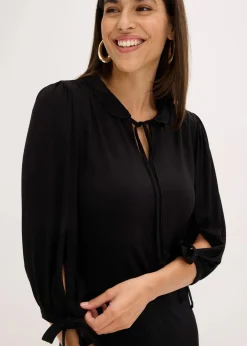bonprix Kleider|Bekleidung·Pullover & Strickjacken^Jerseykleid aus Viskose-mix schwarz