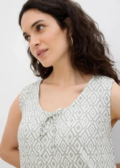bonprix Kleider|Bekleidung·Pullover & Strickjacken^Jerseykleid aus Viskose-Mix seegras/wollweiß bedruckt