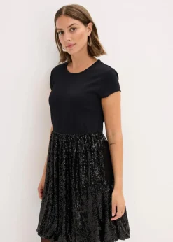 bonprix Bekleidung·Pullover & Strickjacken|Nachhaltigere Materialien^Jerseykleid aus Viskose-Mix schwarz