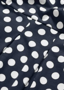 bonprix Kleider|Nachhaltigere Materialien^Jerseykleid aus Viskose-Mix dunkelblau/wollweiß gepunktet