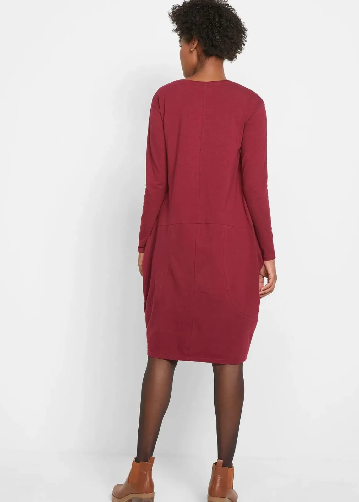 bonprix Kleider|Bekleidung·Pullover & Strickjacken^Jerseykleid in O-Shape rhododendronrot