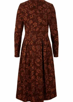 bonprix Bekleidung·Pullover & Strickjacken|Kleider^Jerseykleid mir Druck, langarm kaffeebraun geblümt