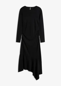 bonprix Bekleidung·Pullover & Strickjacken|Kleider^Jerseykleid mit asymmetrischem Saum schwarz