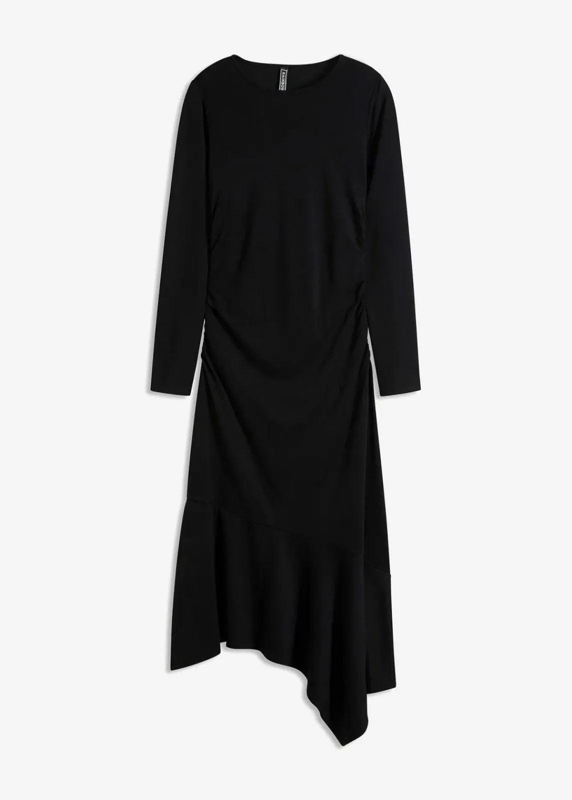 bonprix Bekleidung·Pullover & Strickjacken|Kleider^Jerseykleid mit asymmetrischem Saum schwarz