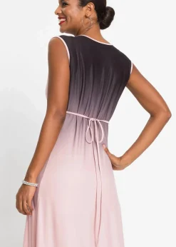 bonprix Kleider|Festliche Mode^Jerseykleid mit Drapierung rosa/grau