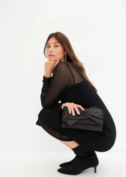 bonprix Bekleidung·Pullover & Strickjacken|Kleider^Jerseykleid mit Mesh schwarz