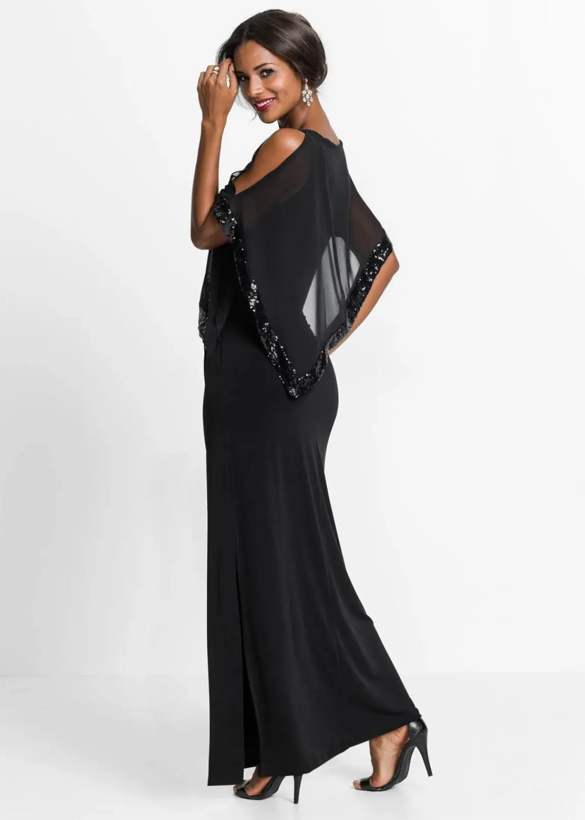 bonprix Festliche Mode|Kleider^Jerseykleid mit Pailletten schwarz