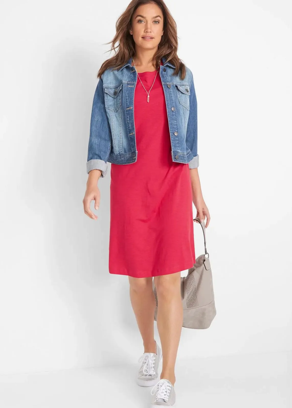 bonprix Kleider|Basics^Jerseykleid mit reiner Bio-Baumwolle rot