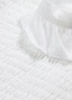 bonprix Bekleidung·Pullover & Strickjacken|Kleider^Jerseykleid mit Smok-Detail weiß