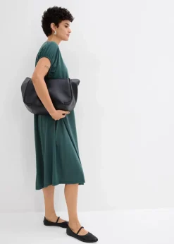 bonprix Kleider^Jerseykleid mit V-Ausschnitt aus Viskose-Mix schattengrün