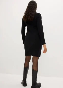 bonprix Kleider|Basics^Jerseykleid mit V-Ausschnitt (2er Pack) schwarz + schwarz