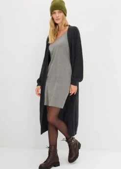 bonprix Kleider|Basics^Jerseykleid mit V-Ausschnitt (2er Pack) dunkelblau/grau meliert