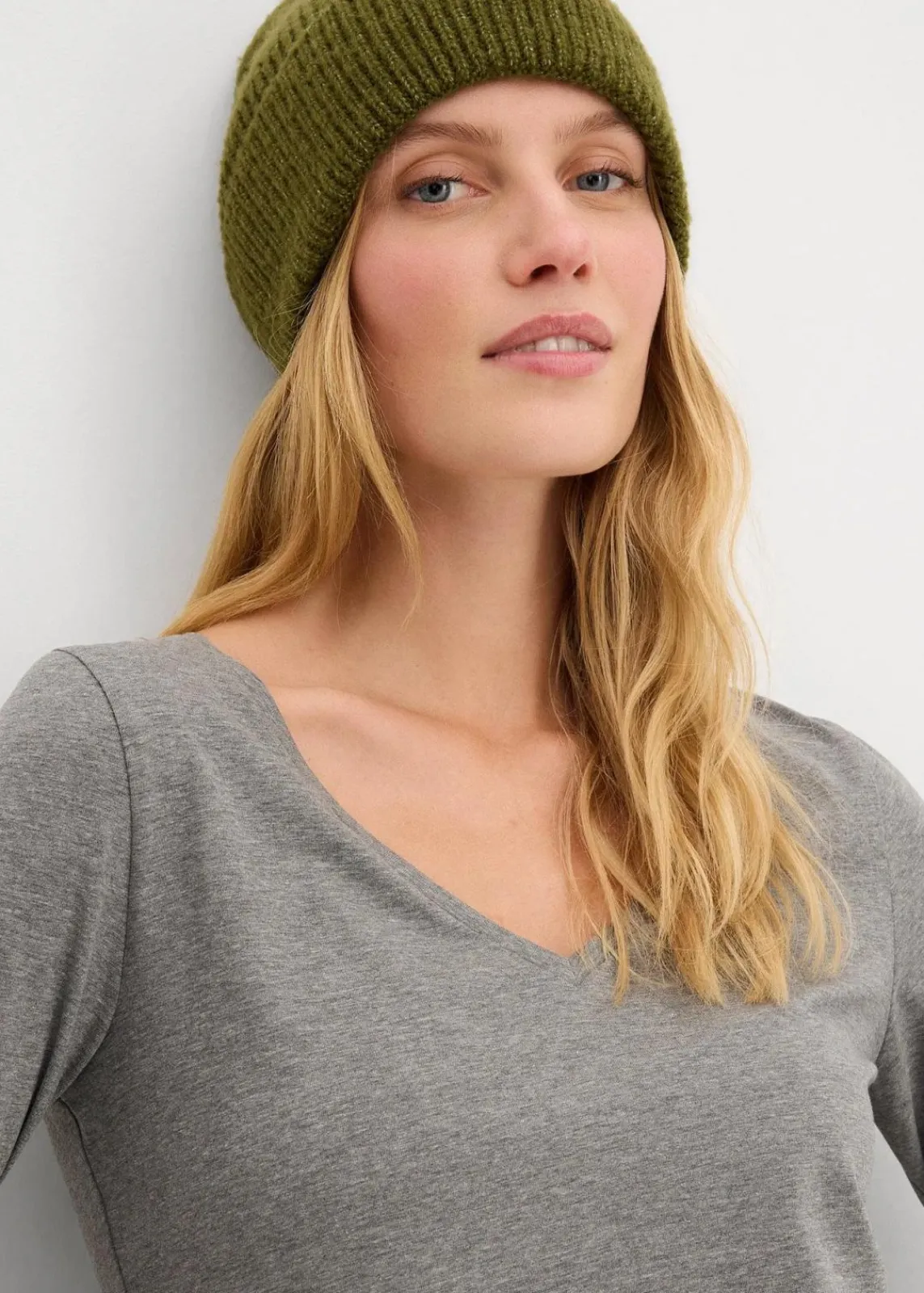 bonprix Kleider|Basics^Jerseykleid mit V-Ausschnitt (2er Pack) dunkelblau/grau meliert