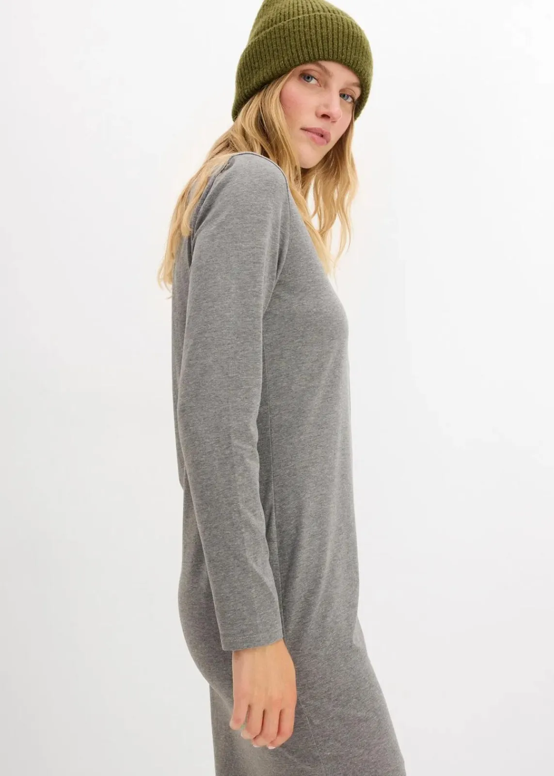 bonprix Kleider|Basics^Jerseykleid mit V-Ausschnitt (2er Pack) dunkelblau/grau meliert