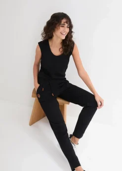 bonprix Bekleidung·Homewear|Jumpsuits^Jersey-Overall aus Baumwoll-Mix schwarz