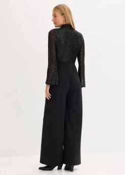 bonprix Bekleidung·Homewear|Jumpsuits^Jersey-Overall mit Pailletten schwarz