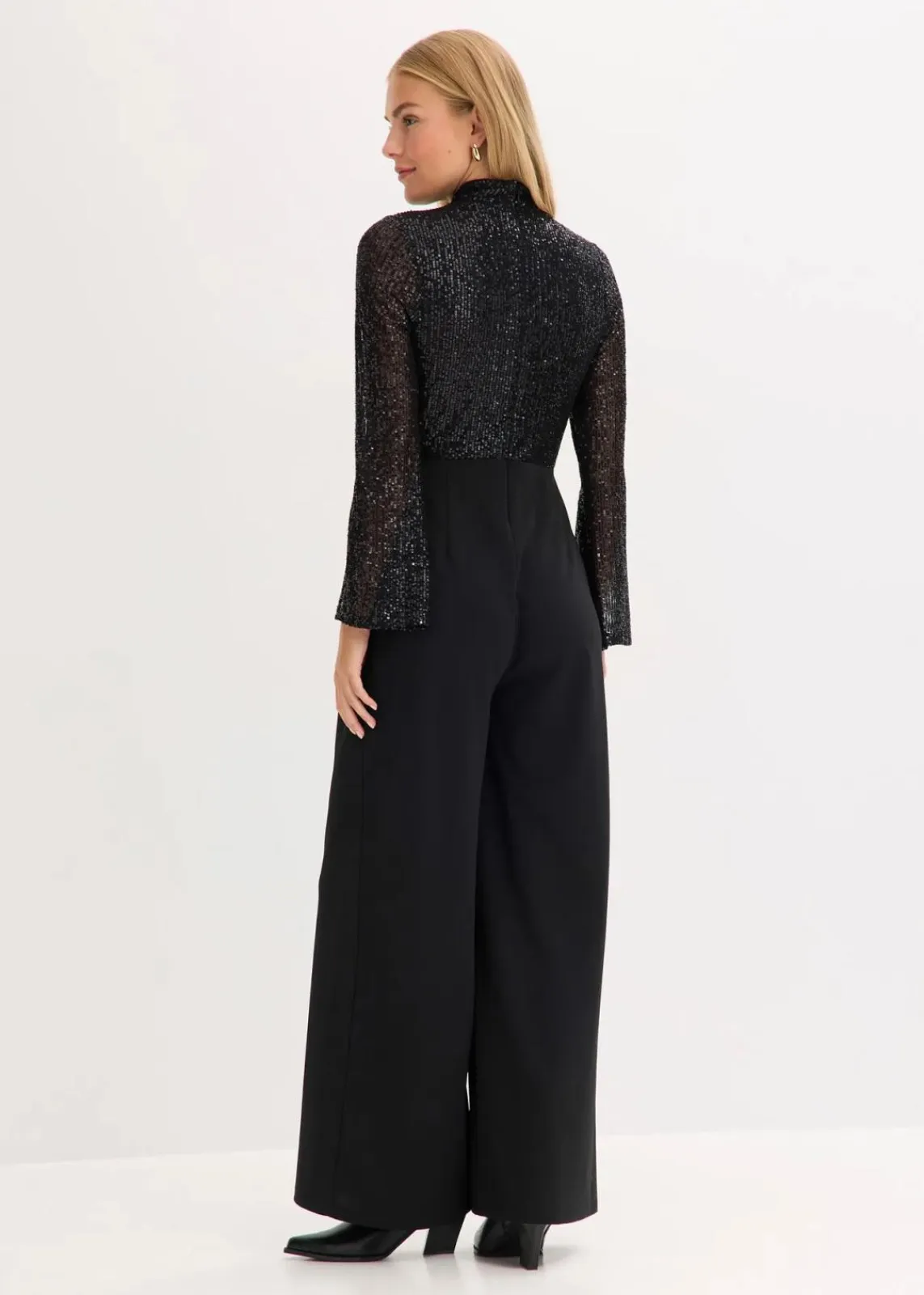 bonprix Bekleidung·Homewear|Jumpsuits^Jersey-Overall mit Pailletten schwarz