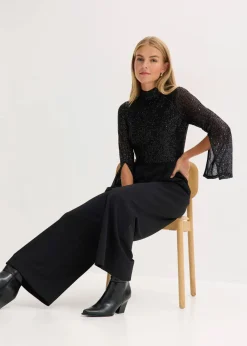 bonprix Bekleidung·Homewear|Jumpsuits^Jersey-Overall mit Pailletten schwarz