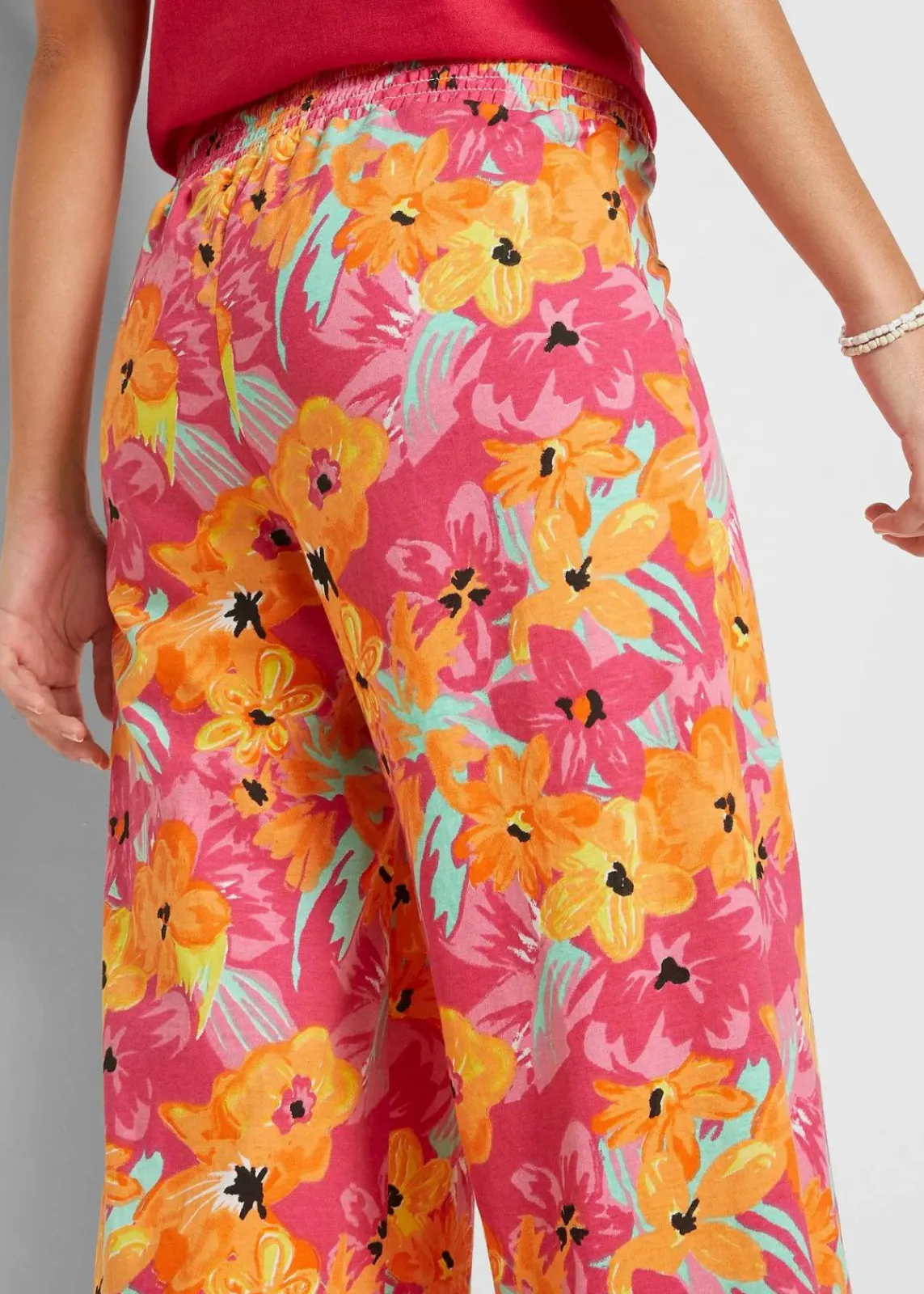 bonprix Bekleidung·Kleider|Hosen^Jersey-Palazzohose aus softem Viskose-Mix pinklady floral