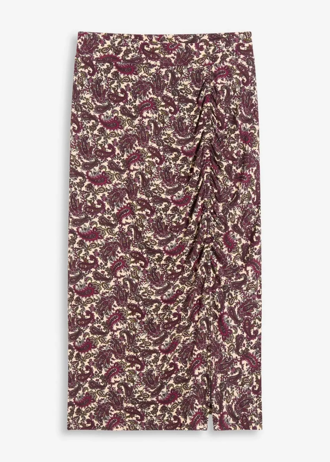 bonprix Bekleidung·Sportbekleidung|Röcke^Jersey-Rock aus fließendem Viskose-Mix kieselbeige paisley