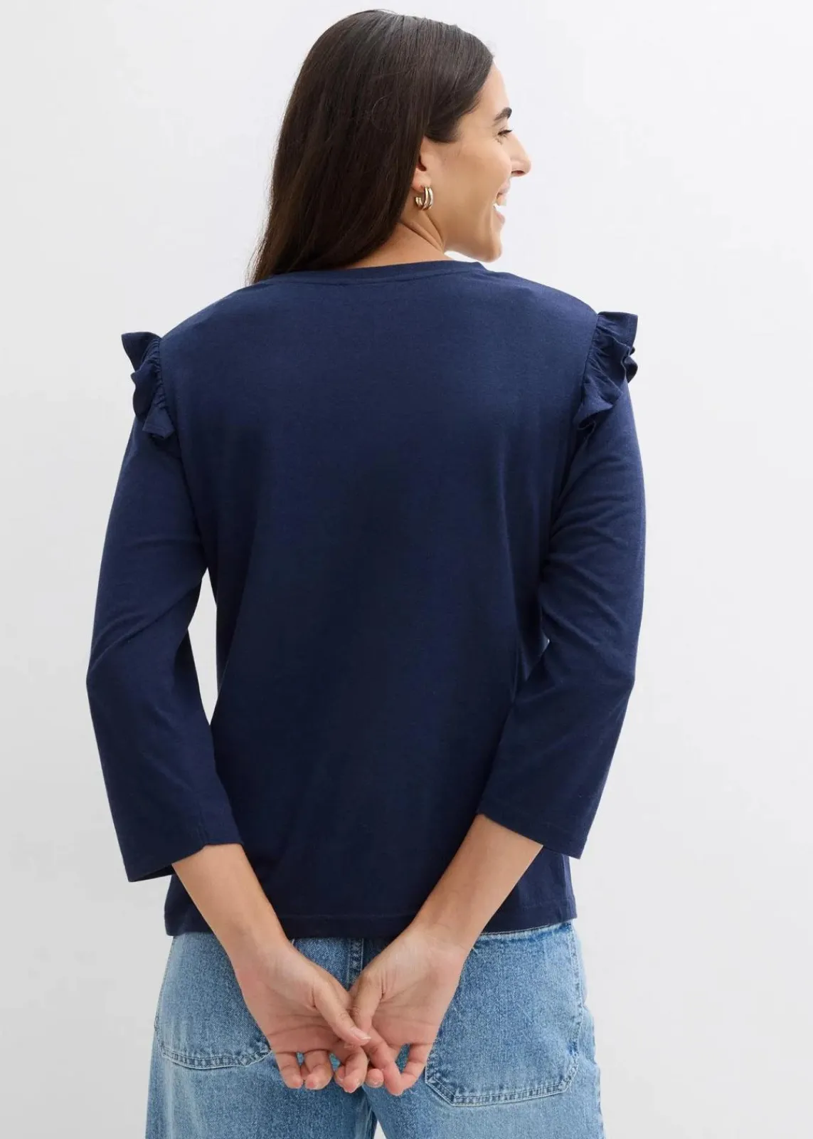 bonprix Shirts & Tops|Nachhaltigere Materialien^Jersey-Shirt aus Baumwollmix dunkelblau