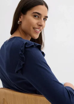 bonprix Shirts & Tops|Nachhaltigere Materialien^Jersey-Shirt aus Baumwollmix dunkelblau